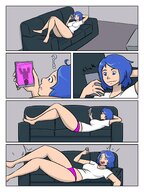 drawing growth panties comic color blue_eyes barefoot blue_hair lying_down tourin17