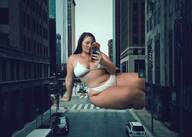 bikini giantess collage buildings sitting bbw phone outdoors tekitocreations