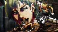 drawing giantess vore color brunette scared lying_down short_hair open_mouth outdoors titan attack_on_titan