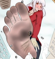 drawing giantess white_hair feet blushing horns city mega color long_hair destruction clothed toes barefoot buildings soles anime demon low_angle smiling succubus foot_crush demoness looming looking_down vehicles outdoors monster_girl point_of_view looking_at_viewer raised_foot vehicle_crush running_away stuck_to_foot imminent_crush debris makoxsaeko helltaker modeus_(helltaker)