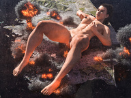 giantess nude giga city destruction brunette lying_down explosion digital_render render-farmer