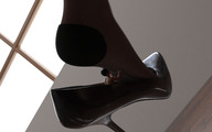nude feet clothed toes high_heels soles stockings low_angle insole in_shoe asian foot_worship shrunken_man indoors foot_slave digital_render awkeygen