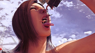 giantess nude vore low_angle red_hair open_mouth outdoors closed_eyes redfiredog digital_render mass_vore
