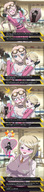 drawing blushing blonde color large_breasts blue_eyes cleavage purple_eyes story shrunken_man danganronpa thedaibijin between_breasts