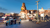 giantess blonde destruction barefoot legs_crossed motel sitting_on_building digital_render render-farmer powerlines