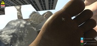giantess feet giga city large_breasts long_hair clothed toes barefoot buildings soles brunette low_angle smiling foot_crush airplane looming looking_down dark_skin outdoors curly_hair point_of_view looking_at_viewer imminent_crush thick_thighs digital_render unseenharbinger