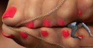 collage feet nylons shrunken_man red_nails between_feet msku