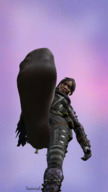 collage feet black_hair clothed toes soles low_angle smiling socks foot_crush looking_down point_of_view looking_at_viewer raised_foot imminent_crush digital_render hair_bun apex_legends wraith tuenniel