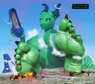 nipples giantess collage nude pussy feet furry dragoness giga horns anthro city dragon large_breasts butt destruction text toes barefoot high_heels soles reptile outdoors long_nails red_nails smelly toe_ring looking_away scalie digital_render drakhian discarded_footwear