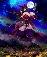 drawing giantess city dragon color destruction clothed cleavage gun huge_breasts hat thick_thighs witch_hat aliessa osmar-shotgun sceptor