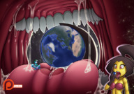 bikini drawing giantess pokemon vore earth anthro space black_hair color tongue planet mouth teeth saliva multiple_sizes blue_skin fangs giantesses imminent_vore internal_view planet_vore cosmic_giantess spokle yellow_skin sobble mawlie