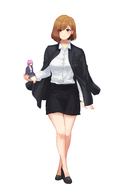 drawing gentle color handheld high_heels brunette pink_hair shrunken_woman no_background kuroihassan