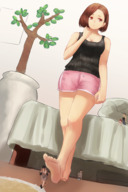 drawing feet color barefoot brunette brown_eyes unaware running shrunken_people imminent_crush kuroihassan