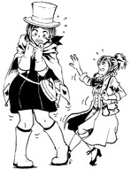 drawing growth monochrome mini_giantess boots cape no_background ema_skye trucy_wright apollo_justice ednem ace_attorney
