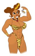 breasts drawing giantess wings mega color large_breasts cleavage bra green_eyes brunette giganta unknown_artist muscles shrunken_woman dark_skin costume necklace swap bracelet helmet leopard_print no_background pinched looking_at_tiny dc_comics hair_buns loincloth bare_legs bare_midriff bumblebee dc_super_hero_girls