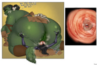 drawing pussy feet black_hair color large_breasts long_hair butt toes barefoot soles anime angry sweat story mini_giantess bbw shrunken_man asshole oral_sex smelly all_fours orc monster_girl looking_back dialogue semi_nude internal_view no_background green_skin tusks orc_girl sitting_on_tiny roly