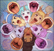 drawing giantess karbo color felarya succubi giantesses looking_at_viewer chalyss ashmet_(felarya) zycra_(felarya) iridan_(felarya) arale_(felarya) menyssan_(felarya)