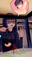 nude vore tongue glasses shrunken_people open_mouth internal_view digital_render beatricegiganta
