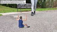 collage long_hair brunette story park walking shrunken_man outdoors bench dialogue audrianaskye