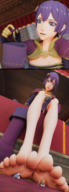 white_hair feet long_hair toes barefoot soles purple_hair low_angle in_shoe short_hair boots sitting foot_crush foot_play shrunken_woman shrunken_man looking_down falling indoors under_foot dropped panels orange_hair bangs shoe_insertion fire_emblem looking_at_tiny digital_render bare_legs discarded_footwear bantoras bernadetta_(fire_emblem) claude_von_riegan lysithea_von_ordelia annette_fantine_dominic