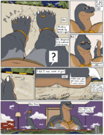 drawing nipples feet furry anthro comic color large_breasts text toes buildings glasses sequence high_angle low_angle smiling dinosaur bbw foot_crush worship looming unaware shrunken_people looking_down reptile under_foot jewelry toe_ring ankle_bracelet dialogue see_through panels scalie thick_thighs neotronic69 small_world