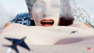 giantess giga large_breasts brunette navel jets open_mouth mountains digital_render elegts