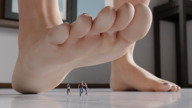 feet barefoot running shrunken_people raised_foot imminent_crush digital_render elegts