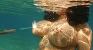 breasts giantess collage nude mega black_hair ocean huge_breasts underwater submarine explosion clivic torpedo