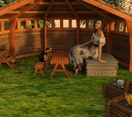 clothed mini_giantess sitting outdoors digital_render velocityvektor