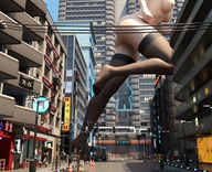 giantess nude city buildings outdoors digital_render velocityvektor