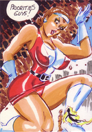 breasts drawing giantess panties city mega upskirt color cleavage skirt brunette gloves boots thighs costume doom_patrol earrings belt headband dialogue joe_gravel dc_comics bare_legs elasti-girl robotman negative_man rita_farr