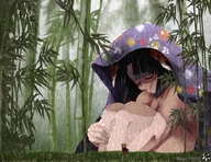 drawing gentle giantess black_hair anime ears shrunken_man cat_girl hana hana-keijou