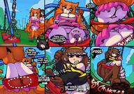 drawing panties upskirt comic black_hair color butt cleavage butt_crush huge_breasts brunette paws park sitting foot_crush shrunken_woman cruel fox_girl smothering orange_hair swing heterochromia mspaintgts aoi yua