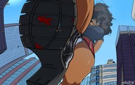 breasts drawing giantess crush panties city mega upskirt color destruction cleavage skirt high_heels huge_breasts blood low_angle boots unaware dark_skin point_of_view raised_foot stuck_to_foot sector316 mindy_wonder