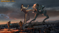 drawing giantess collage city mega color destruction high_heels brunette fighting giantessbuster209 kelly_hu