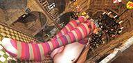 giantess panties medieval sitting indoors chandelier striped_socks cramped digital_render velocity-vektor