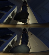 blood socks foot_crush shrunken_person indoors point_of_view raised_foot digital_render iarius