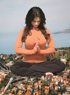 giantess collage city mega black_hair large_breasts clothed helicopter sitting looking_down yoga denise_milani relaxing ia-r-d