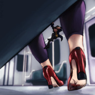 drawing color high_heels subway shrunken_person on_kinky