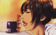 drawing nude color penis anime brunette bondage blowjob shrunken_man open_mouth oral_sex mouth_play on_table no_background looking_at_tiny hair_bun picojin