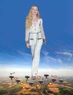giantess collage giga city blonde destruction sandals looking_at_viewer gallofthewild