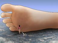 drawing giantess collage feet color barefoot multiple_sizes giantesses foot_prints navomus1