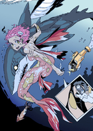drawing giantess shark color handheld mermaid underwater pink_hair submarine squid lucky_b