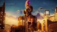 giantess city alien large_breasts butt armor destruction clothed buildings helicopter low_angle airplane tali mask vehicles outdoors hood thick_thighs digital_render mass_effect talizorah quarian doctorpurple2k