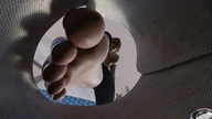 nipples feet blonde large_breasts toes barefoot soles low_angle insole smiling in_shoe underboob looming looking_down dressing indoors under_foot point_of_view looking_at_viewer semi_nude shoe_insertion digital_render veom21