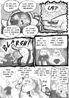 drawing gentle vore furry anthro comic monochrome clothed story tinies dialogue science_fiction internal_view sound_effects jaggedjagd plot_intensive kiwa giant_things_and_tiny_things