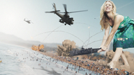 giantess collage destruction beach rampage helicopter celebrity navy kaley_cuoco giantess-fx