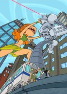 drawing giantess panties city mega upskirt color long_hair robot green_eyes train low_angle red_hair unknown_artist fighting cartoon point_of_view duncan total_drama total_drama_island courtney izzy