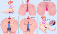 drawing comic color clothed butt_crush sweat red_hair mini_giantess thong sitting workout shrunken_man asshole struggling jigglyjuggle