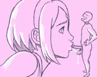 drawing nude monochrome aroused cum naruto penis sakura_haruno blowjob animation shrunken_man hair